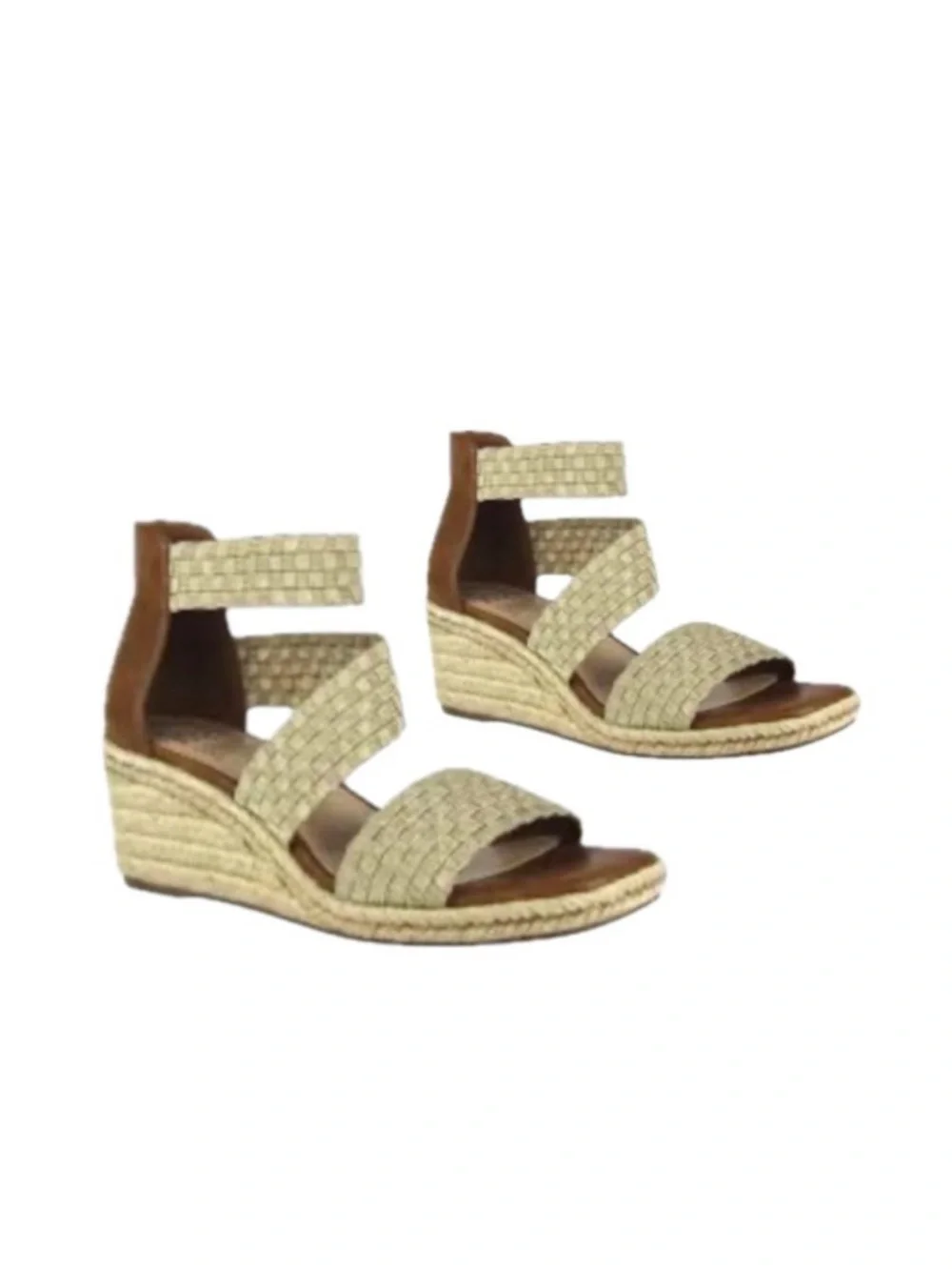 Impo Nalani Memory Foam Monochrome Vegan Brown & Tan Wedge Sandals Size 6.5